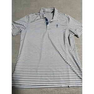 Adidas Shirt Men’s Large Polo Blue Stripes With Logo